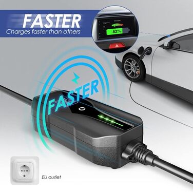 Зарядний кабель для електромобілів тип 2 7,5 м Zimking 6/8/10/13/16 А Регульовані зарядні пристрої для електромобілів з цифровим д