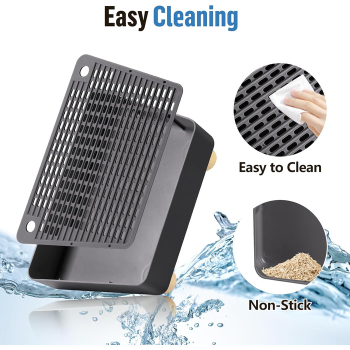 Пандус для котячого туалету, котячі сходинки та сходинки з дерев&39яними ніжками, функція фільтрації, легко очищувані сходинки для старших котів та кошенят, автоматичний котячий туалет (темно-сірий), 1 сходинка темно-сірий