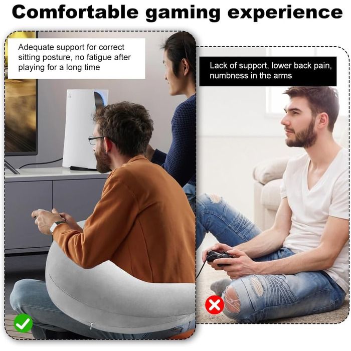 Ергономічна подушка, багатофункціональний підлокітник, чохол, який можна прати, U-подібна подушка для тазу, подушка для підтримки рук, подушка для читання, ігрова подушка та подушка для читання, в&39язана подушка для дивана та ліжка (сіра)