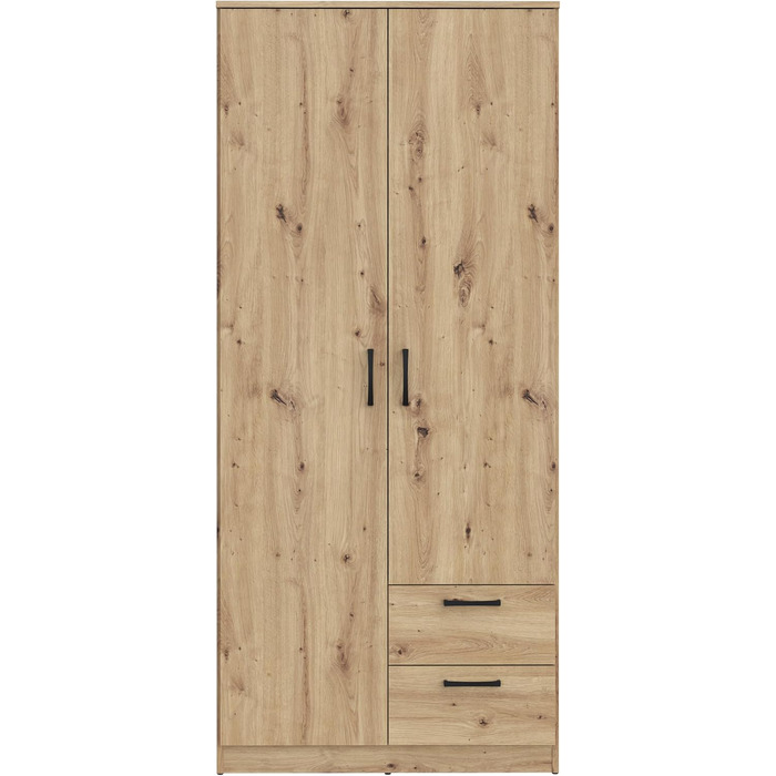 Шафа 82, шафа Scandi з 2 дверима та 2 шухлядами, інженерна деревина, оздоблення Artisan Oak, ширина 81,9 см, висота 185 см, глибина 52,7 см. Шафа Artisan Oak, 2 двері з 2 шухлядами