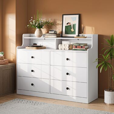 Комод LINSY HOME з 6 шухлядами, білий високоякісний дерев&39яний комод, лляна скриня для спальні, сучасний дизайн, розміри 133 102,8 39,8 см