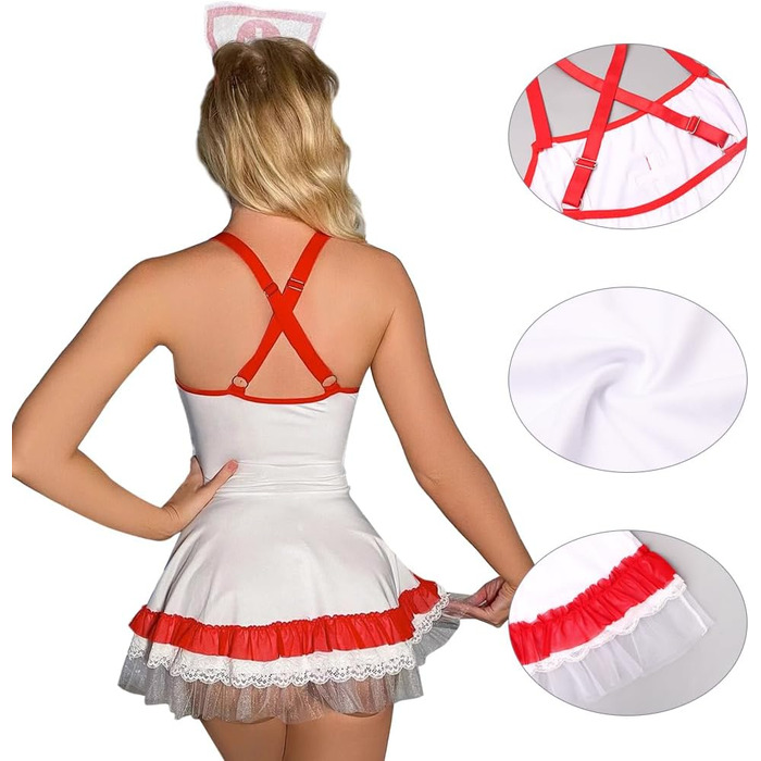 Жіночий костюм медсестри Funlure для рольових ігор, білий, з регульованими бретелями, універсальний розмір