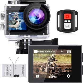 Підводна камера icefox Action Cam 4K Водонепроникна 40M Ultra HD 20MP камера 170 градусів Надширококутна Wi-Fi відеокамера Стабілізація EIS з подвійною батареєю 1350 мАг