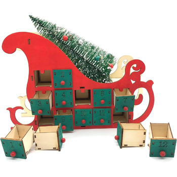 Різдвяні сани ялинка дерев"яний адвент-календар Guaber