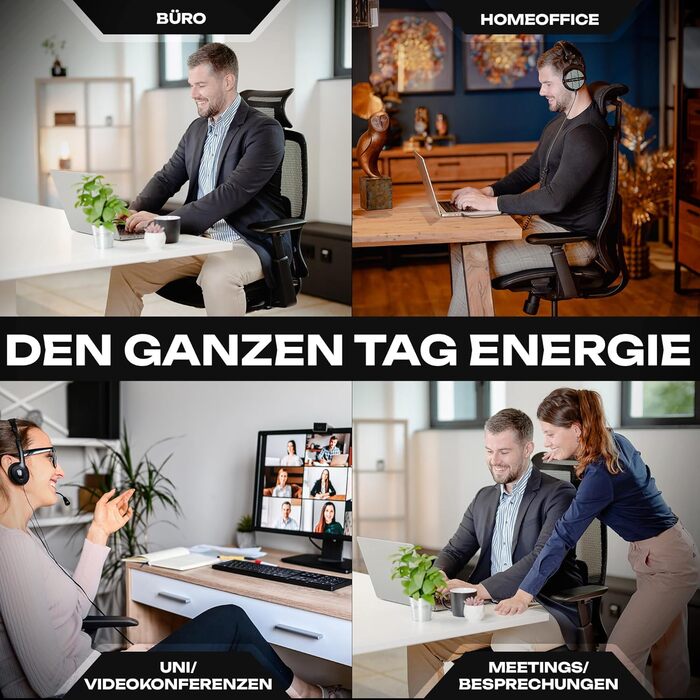 Ергономічне офісне крісло M5, переможець тесту, регульована по висоті спинка та регульована глибина сидіння, пінний матеріал для сидіння, письмове крісло для здорової спини, навіть для високих людей, крісло керівника з м&39яким сидінням M5 (чорне)