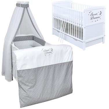 Комплект дитячого ліжка Generic Baby Deluxe 70x140, що трансформується в дитяче ліжко White Sweet Dreams, матрац (з шухлядою), 144Д x 76Ш x 87В см