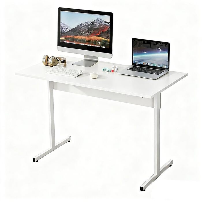 Письмовий стіл 80 x 50 см, офісний стіл з цільною дерев&39яною стільницею, комп&39ютерні столи для офісних робочих місць, стіл для спальні та вітальні, білий 0,8 x 0,5 м