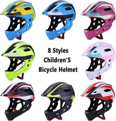 Дитячий велосипедний шолом зі знімним захистом підборіддя, велосипедний шолом із повним захистом для хлопчиків/дівчат, шолом для даунхілу, скейтбордингу, катання на роликах, роликових ковзанах, дитячий велосипедний шолом з підсвічуванням