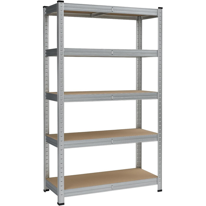 Надміцний стелаж RODO, комплект з 2 шт., підвальний стелаж, стелаж для зберігання, 40 x 90 x 180 см, стелаж зі сталевою рамою, вантажопідйомність до 875 кг кожен, 5 регульованих полиць, сріблястий