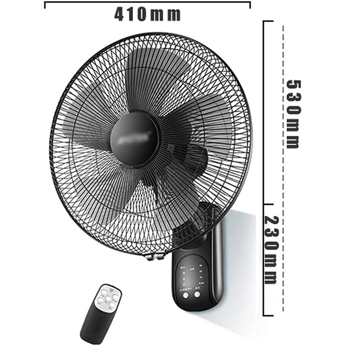 Настінні вентилятори - 16/18 дюймів - 5 лопатей вентилятора - 3 швидкості - настінні вентилятори, настінні вентилятори для дому та ресторану, настінні вентилятори для промисловості з хитною головкою, сильні