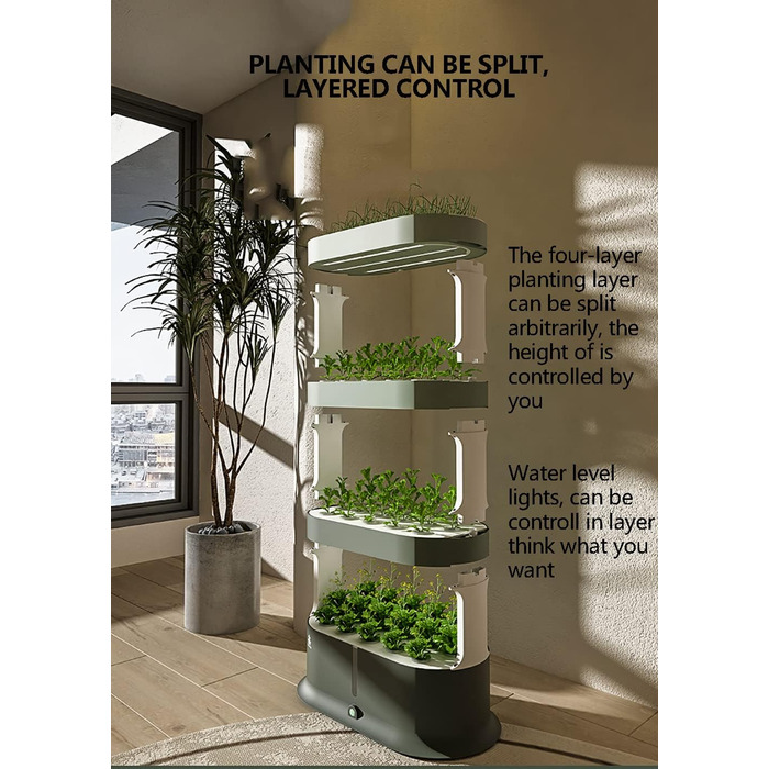 Вежа для гідропоніки, система гідропонічного вирощування в саду на 48 стручків, набір для вирощування аеропоніки з автоматичним зрошенням, освітленням для вирощування та таймером. Система для садових посадок для аквапоніки.