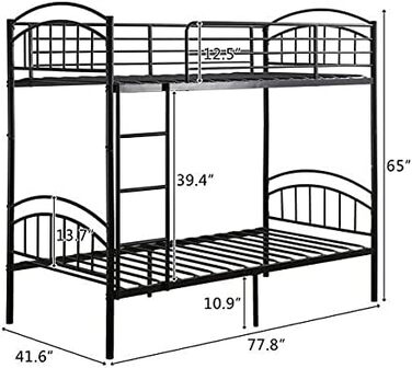 Сучасне, міцне двоярусне ліжко, чорне, 2 x 91 см, одноярусне металеве ліжко, для дітей, близнюків, меблі для спальні