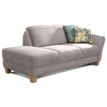 Шезлонг з пружинною серцевиною та правим підлокітником у стилі кантрі, 194 x 84 x 91 см, світло-сірий, правий підлокітник, ніжки натуральний паризький світло-сірий