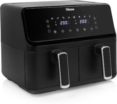 Цифрова фритюрниця Tristar з подвійним кошиком - 2 x 4 л ємність - 2700 Вт - 8 програм - температура регулюється в кожному кошику, чорний
