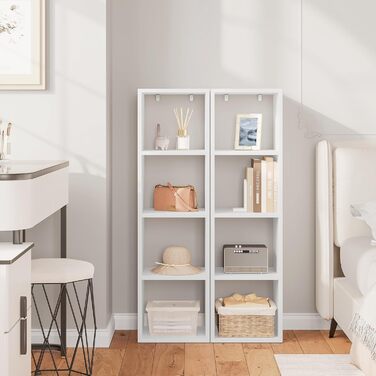 Книжкова полиця WOLTU на 4 рівні, кубічна полиця, відкритий стелаж, полиця для вітальні, кабінету, дитячої кімнати, офісу, сучасна, 30x106,5x23,5 см, білий, SK051ws