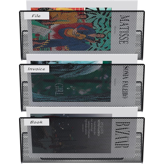 Міцний металевий тримач для журналів EasyPAG з 3 відділеннями, настінний тримач для журналів, тримач для файлів, тримач для документів, підвісний органайзер для журналів, тримач для флаєрів, диспенсер для брошур, чорний