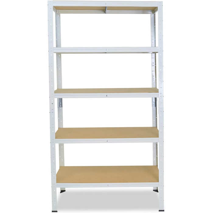 Надміцний домашній стелаж, білий/металевий стелаж з 5 полицями/металевий стелаж для підвалу, гаражний стелаж, стелаж для майстерні або стелаж для зберігання/змішаний металевий стелаж з вантажопідйомністю 175 кг В 200 см / Ш 80 см / Г 40 см, 200x80x40