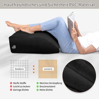 Подушка для підняття ніг SAHEYER, надувна подушка для підняття ніг, подушка для підняття ніг, комфорт для ніг, покращений кровообіг та зменшення набряків, чорна