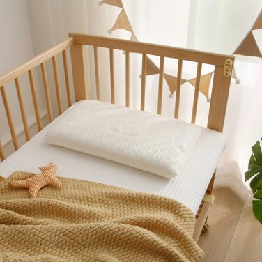 Дитяча подушка Welldora з піни з ефектом пам&39яті 30x50 см ергономічна подушка для дітей (28 років), росте разом з дитиною, дихаючий чохол 3D Tencel, сертифікований Oeko-TEX, безпечний, можна прати та приємно м&39який. Дитяча подушка білого кольору з пін