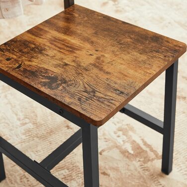 Обідні стільці VASAGLE, Кухонні стільці, Комплект з 2 шт., Металевий каркас, Для їдальні, Вітальні, Кухні, Вінтажний коричневий-чорний LDC092B01V1 Комплект з 2 шт. Вінтажний коричневий чорний