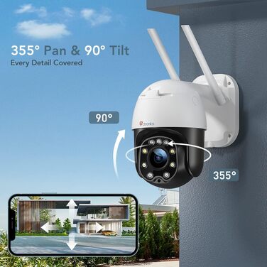 Камера спостереження ctronics 5 шт. Optical Zoom Outdoor WLAN, PTZ Dome WiFi IP Camera Outdoor with Human Motion Detector, Automatic Tracking, 30m Night Vision in Color, 2-Way Audio, IP66 Waterproof