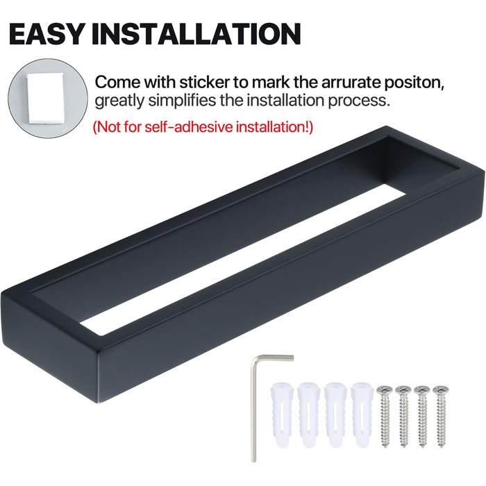 Тримач для рушників SAYAYO Чорний тримач для рушників для ванної кімнати Тримач для рушників для гостей Настінний тримач для рушників з нержавіючої сталі для ванної та кухні 26 см