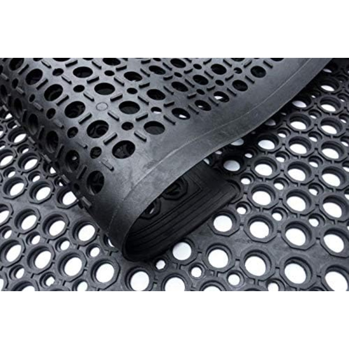 Нековзний гумовий килимок 90x150 см з бордюром Міцний кільцевий гумовий килимок для зовнішнього та внутрішнього використання Всепогодний брудозахисний килимок зі 100 гуми Дренажна стільникова структура для надійного зчеплення