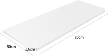 Настінний розкладний стіл, обідній стіл з МДФ, комп&39ютерний стіл для кухні, вітальні, маленький, плаваючий стіл, компактний (80 x 50 x 1,6 см, білий) Білий 80x50x1,6 см