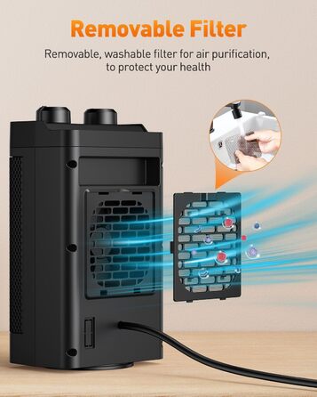 Енергозберігаючий вентилятор-обігрівач, 1500 Вт, 3 режими нагріву, керамічний електричний нагрівальний елемент, коливання 70, захист від перегріву та перекидання, тихий кімнатний обігрівач для використання в офісі, вітальні, спальні