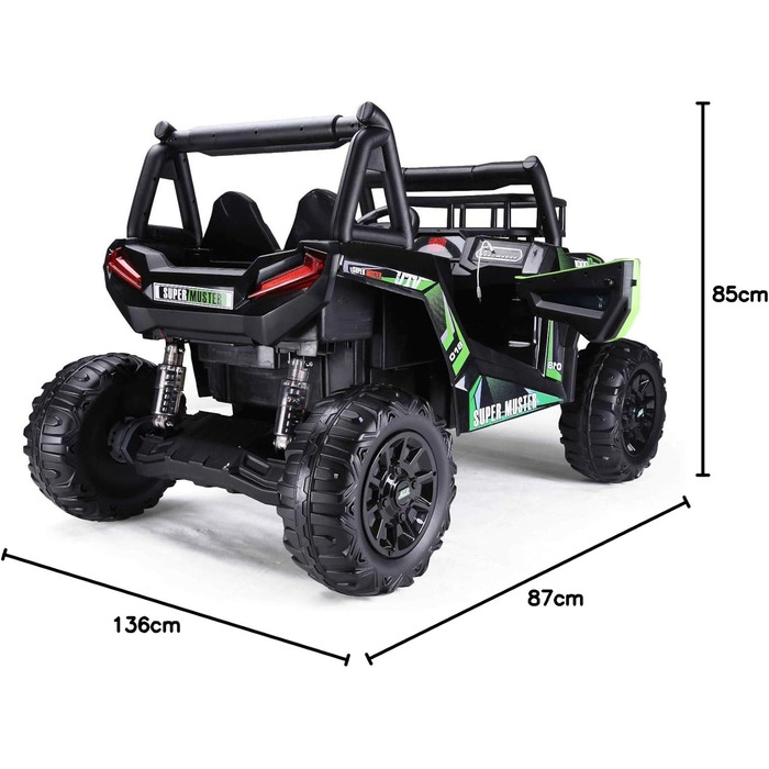 Дитячий електромобіль RIRICAR 24V UTV, зелений, електромобіль для дітей 2-х місцевий з пультом дистанційного керування 2.4 ГГц, дв