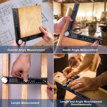 Цифрова кутова лінійка Protractor з РК-дисплеєм Дисплей кута вимірювання кута з нержавіючої сталі для деревообробних майстрів домашньої роботи, вимірювання кута 360, функція утримання 400 мм (стиль 5)