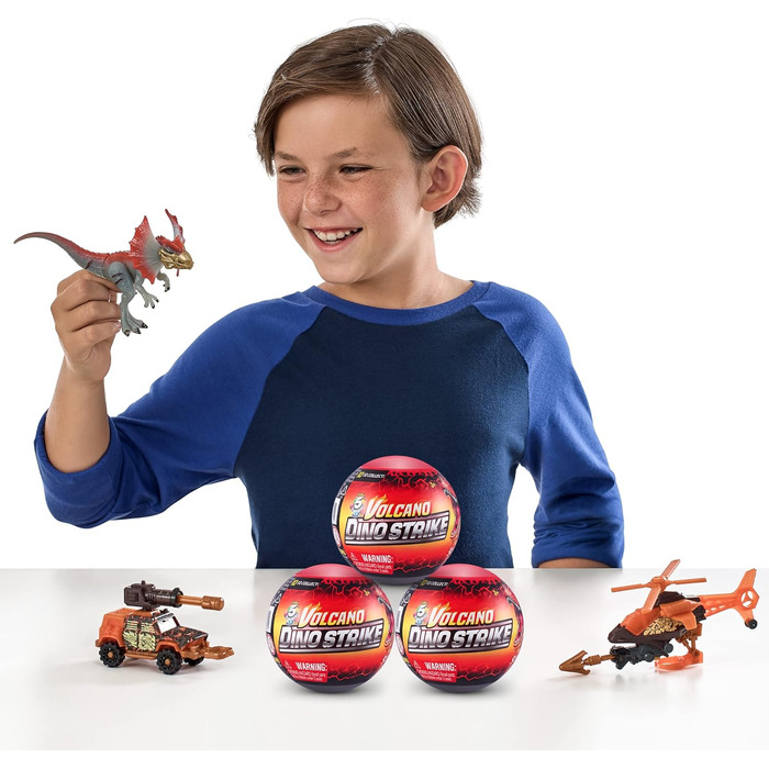 Сюрпризний удар динозавра, серія 4, вулкан, сюрприз, колекційна капсульна іграшка-загадка динозавра, іграшка-битва динозаврів (2 шт.), серія 4, 2 капсули, 5-