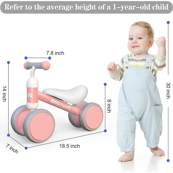 Дитячий баланс велосипед від 1 року баланс велосипед іграшка з 4 колесами для 10-24 місяців дитини, перший баланс велосипед для хл
