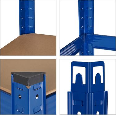 Надміцний стелаж Relaxdays, 5 ярусів, сталь, ВxШxГ 180 x 90 x 45 см, синій Вантажопідйомність 875 кг, вставний монтаж, підвал, гараж