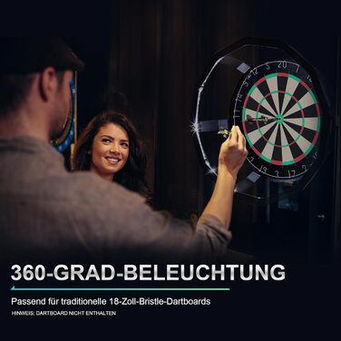 Підсвічування мішні для дартсу Яскраве світлодіодне освітлення на 360 градусів Система підсвічування мішні для дартсу Швидке встановлення без інструментів Підходить для 18-дюймових мішень для дартсу Аксесуари для дартсу