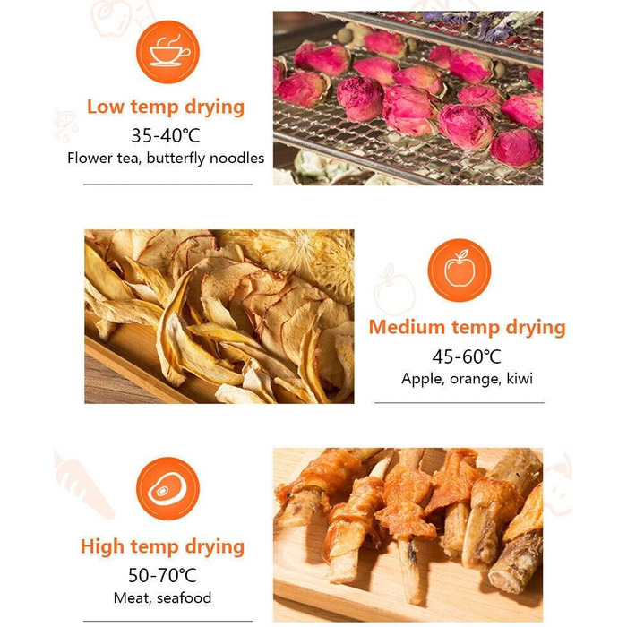 Сублімаційна сушарка, 8-рівневий дегідратор для продуктів Сублімаційна сушарка для дому 8 рівнів дегідратора з нержавіючої сталі Дегідратор Дегідратор для сушарки для фруктів 30-90C (8)