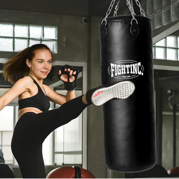 Боксерський мішок Fightinc. Класичний З НАПОВНЕННЯМ/НЕ НАПОВНЕННЯМ/З НАПОВНЕННЯМ 80 100 120 150 180 см до 55 кг ідеально підходить для тренувань з бойових мистецтв для дітей та дорослих 40 50 60 кг 180 см З НАПОВНЕННЯМ