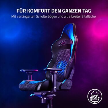 Геймерське крісло для комфортного сидіння протягом усього дня (інтегрована поперекова підтримка, реактивний нахил сидіння, ширше сидіння, оптимізована щільність подушки) Чорний Стандартний Enki Black