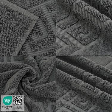 Комплект із 2 килимків для ванної зі 100 бавовняної махрової тканини Високоякісні килимки для ванної Надзвичайно мякі, вбирають вологу та можна прати в пральній машині Зроблено в Італії (Темно-сірий, 50 x 80 см) Темно-сірий 50 x 80 см