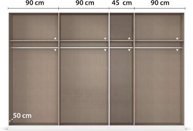 Меблі Rauch Alabama, шафа для спальні, дитячої кімнати, вітальні, гардеробної, передпокою, 7-дверна, з основними аксесуарами, колір білий, ширина 315 см