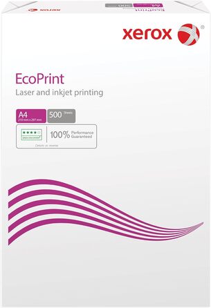 Копіювальний папір Xerox EcoPrint, 75 г/м, A4, білий, без деревної маси ECF - 1 коробка, 5 упаковок, 2500 аркушів
