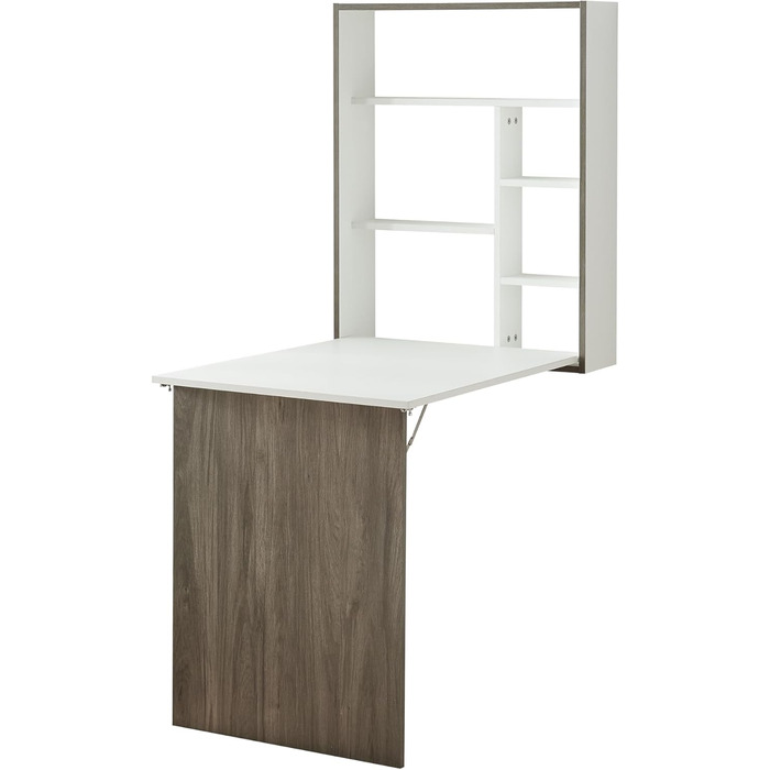 Настінний розкладний стіл Greve, розкладний стіл, настінний розкладний стіл з місцем для зберігання, настінний стіл, розкладний стіл, кухонний стіл, обідній стіл, білий/під дерево