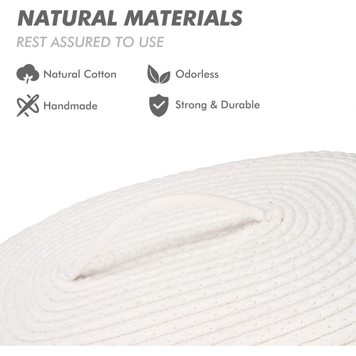 Кошик для зберігання Sea Team Oval з бавовняної мотузки з кришкою, плетений кошик для зберігання з кришкою, дитяча кімната, кошик для підгузків, кошик для дитячого душу, коробка, органайзер, 38,1 x 27,9 x 16,5 см, білий