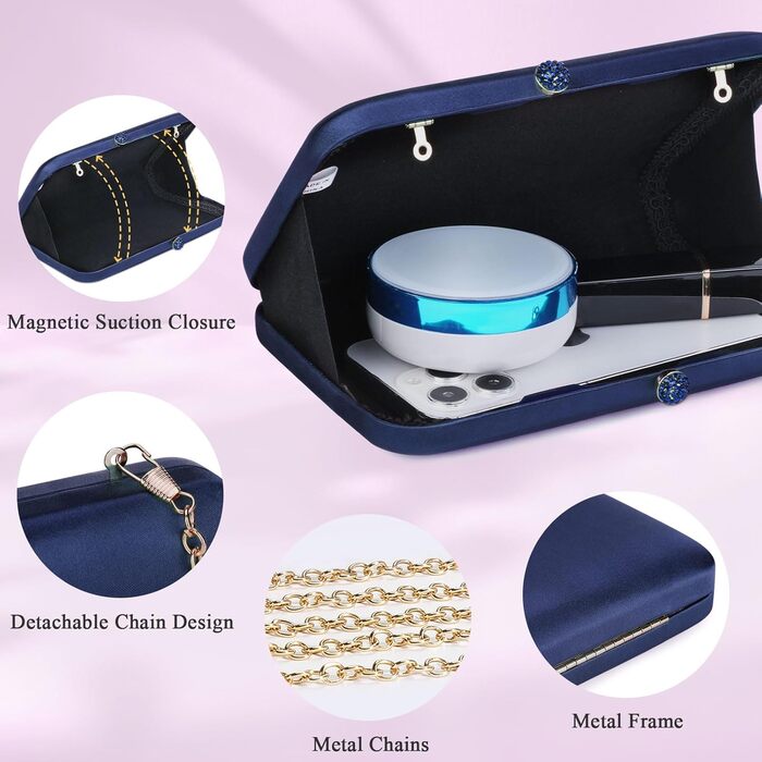 Жіноча вечірня сумка-клатч BAIGIO Елегантна сумочка-ланцюжок з підвіскою-китицею для весілля А-синього кольору