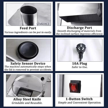 Електричний овочевий подрібнювач Quixnova, 250 Вт, автоматична картоплерізка для цибулі, комерційний автоматичний подрібнювач овочів - регульований