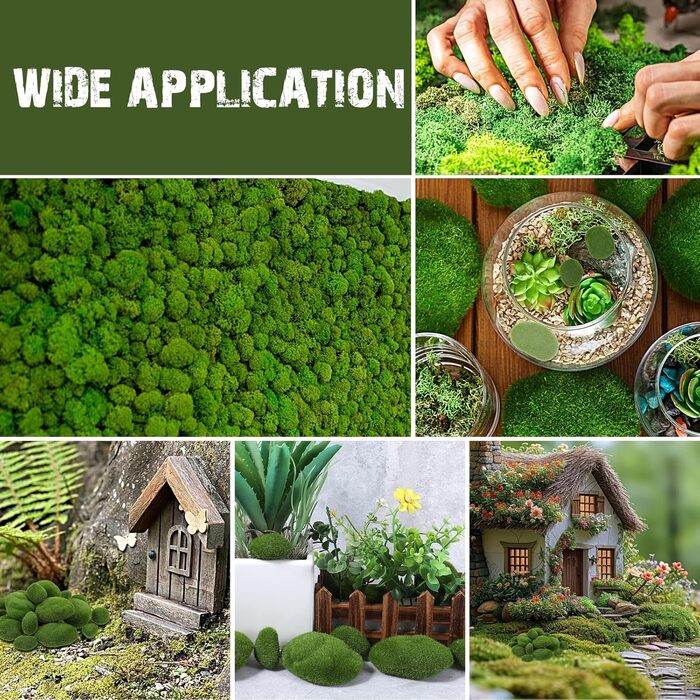 Мохові кульки штучний мох, штучні мохові камені зелені мохові кульки штучні мохові камені, куля з садового моху своїми руками, невеликі мохові камені, декоративні штучні камені для казкових садів і крафтових тераріумів, 15 шт.