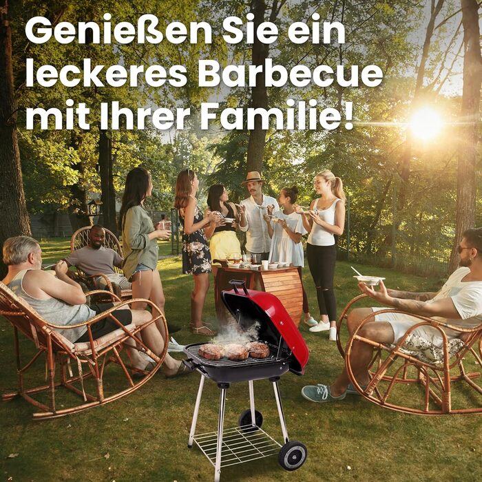 Мобільний вугільний гриль з кришкою на замок та нижньою полицею, на колесах для саду та відпочинку на природі, стаціонарний гриль, кемпінговий гриль, нержавіюча сталь