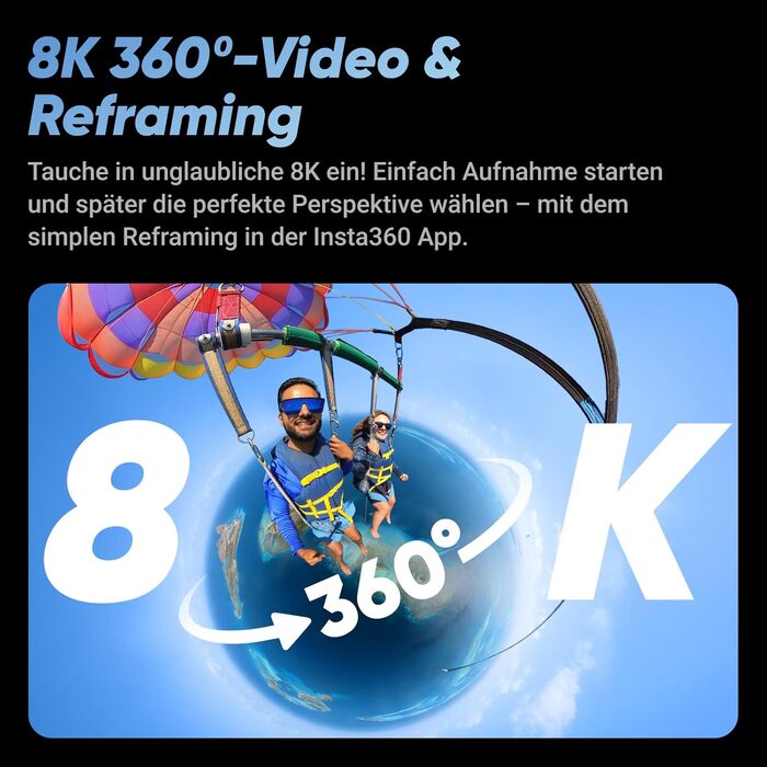 Водонепроникна екшн-камера 8K 360, ширококутне відео 4K, ефект невидимої палки для селфі, знімний захисний захисний чохол для обєктива, час автономної роботи 135 хв., редагування AI, 360 X4 Premium Lens Protector Bundle