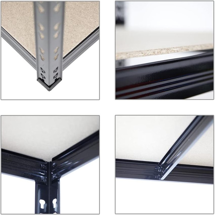 Надміцний стелаж Tiger Black 180x100x60 см, загальне навантаження 1365 кг. Стелаж для підвалу, стелаж без болтів, гаражний стелаж, стелаж для зберігання 180x100x60 см 5 полиць чорного кольору