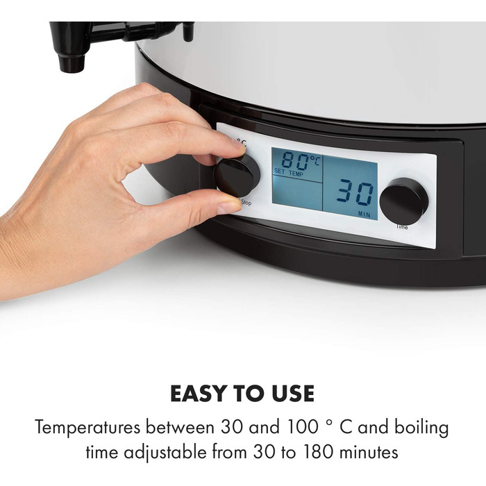 Цифрова консервуюча машина Дозатор для консервації горщиків для консервації гарячих напоїв, 50 літрів, 2500 Вт, 30-100 C, таймер, функція збереження тепла, кришка із закриттям, полірована нержавіюча сталь Konfistar Digital 50 літрів, 50